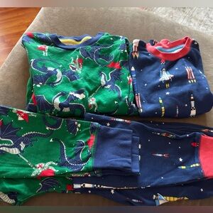Mini Boden Green and Blue Pajama Set with Dragons and Rockets